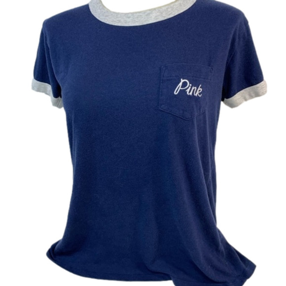 Victoria's Secret PINK Blue T-Shirt - Picture 1 of 4